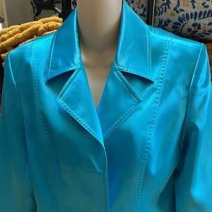 Aquamarine Blazer Poly/Satin, Sz. M.. As New